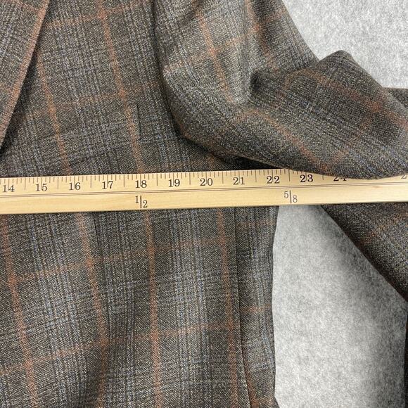 Hickey Freeman Wool Blazer Sport Coat Mens 44R Brown Windowpane Plaid 2 Button - Picture 8 of 16